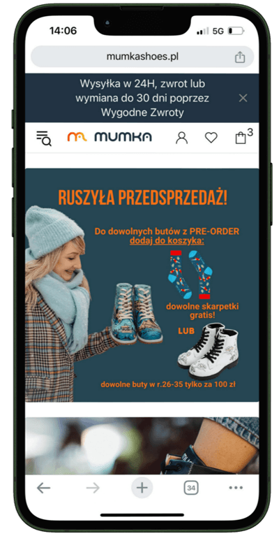 ekran mobilny sklepu Mumka